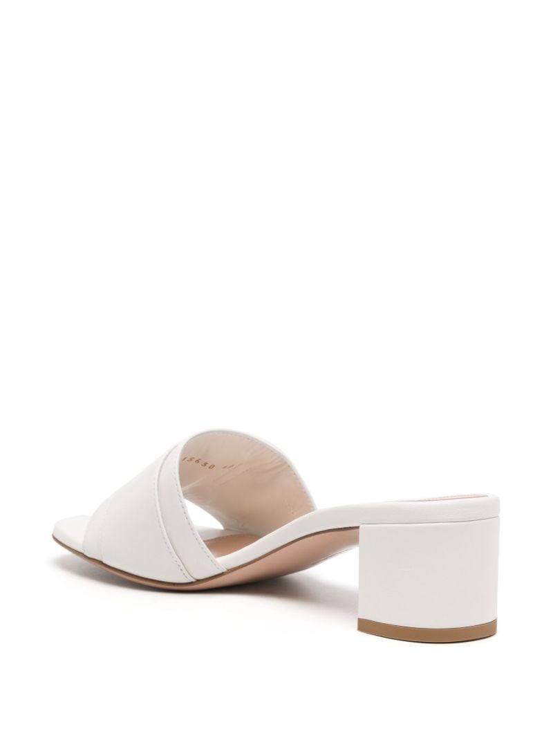 White Decorative Buckle Leather Mules