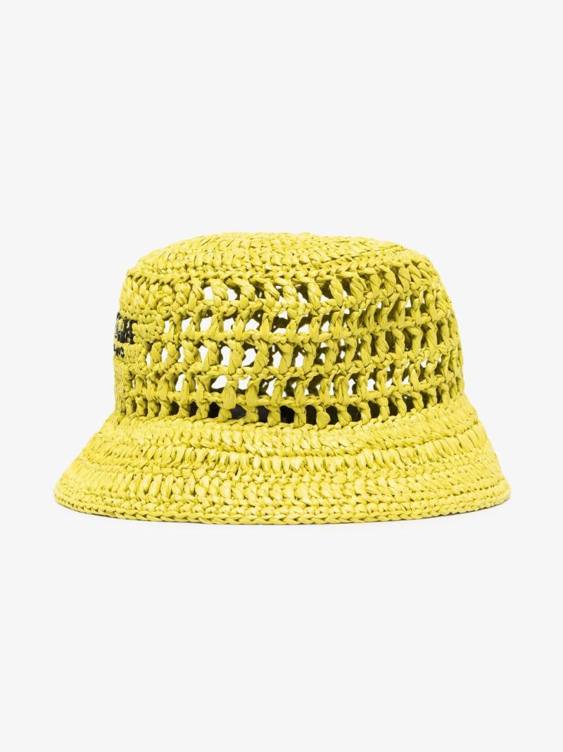 Green Logo Raffia Bucket Hat