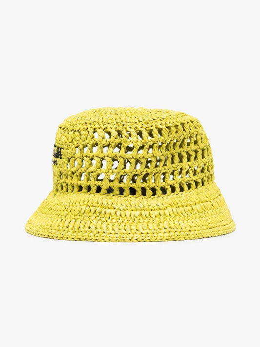 Green Logo Raffia Bucket Hat