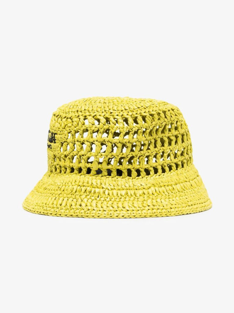 Green Logo Raffia Bucket Hat