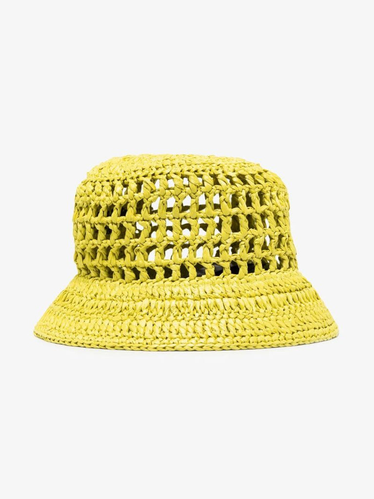 Green Logo Raffia Bucket Hat