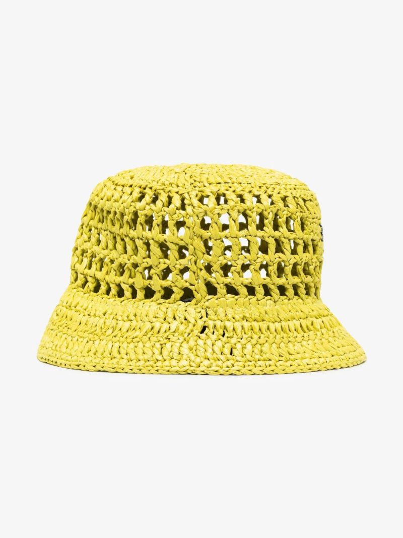 Green Logo Raffia Bucket Hat