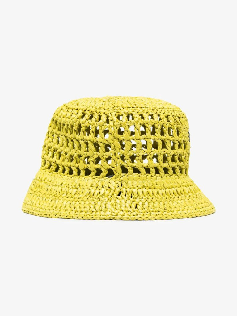 Green Logo Raffia Bucket Hat