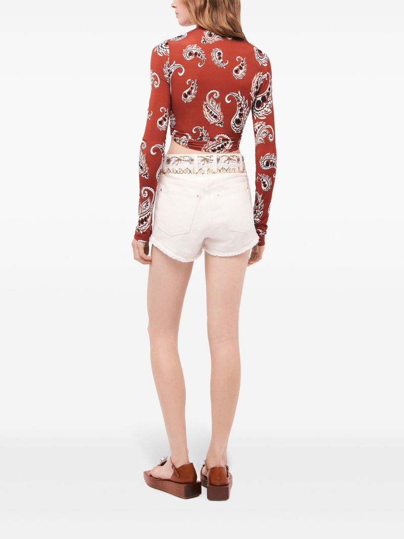Red Paisley-print Cropped Top