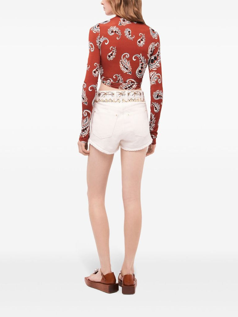 Red Paisley-print Cropped Top