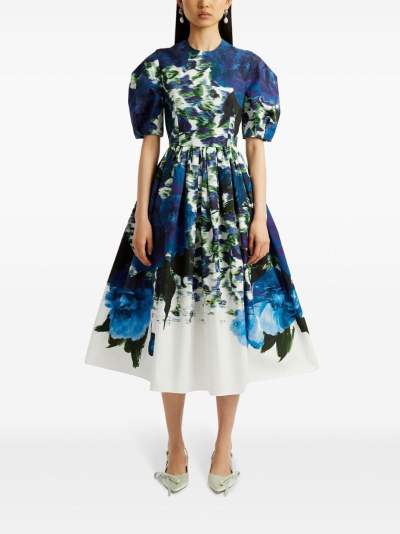 White Floral-print Cotton Dress