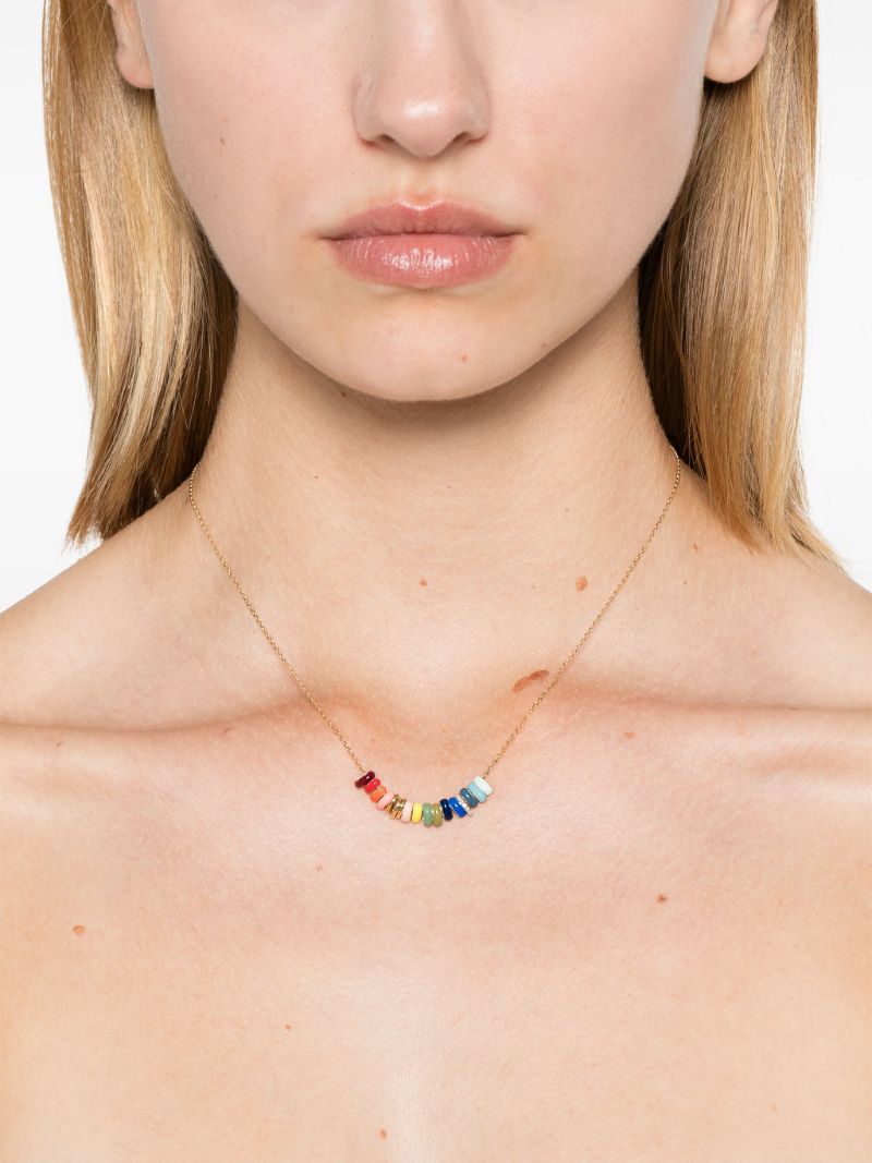 14 Yellow Gold Bead Party Wavy Baby Diamond Necklace