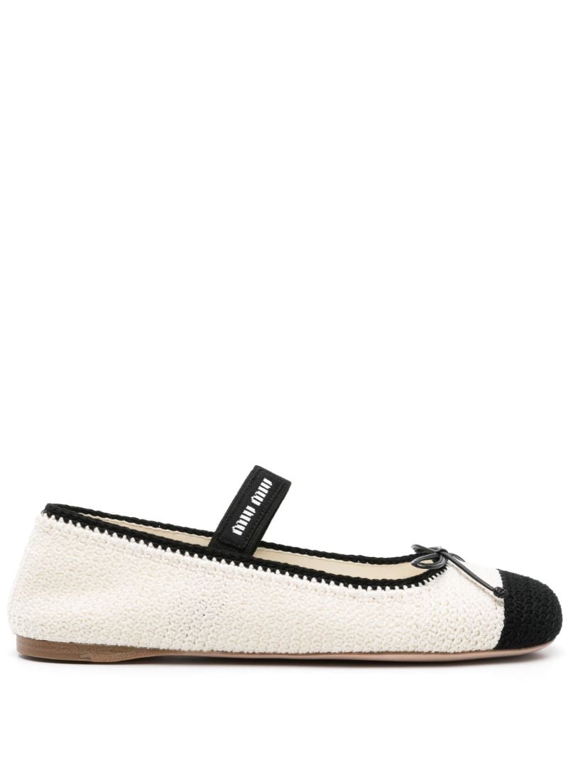 White Crochet-knit Ballerina Shoes