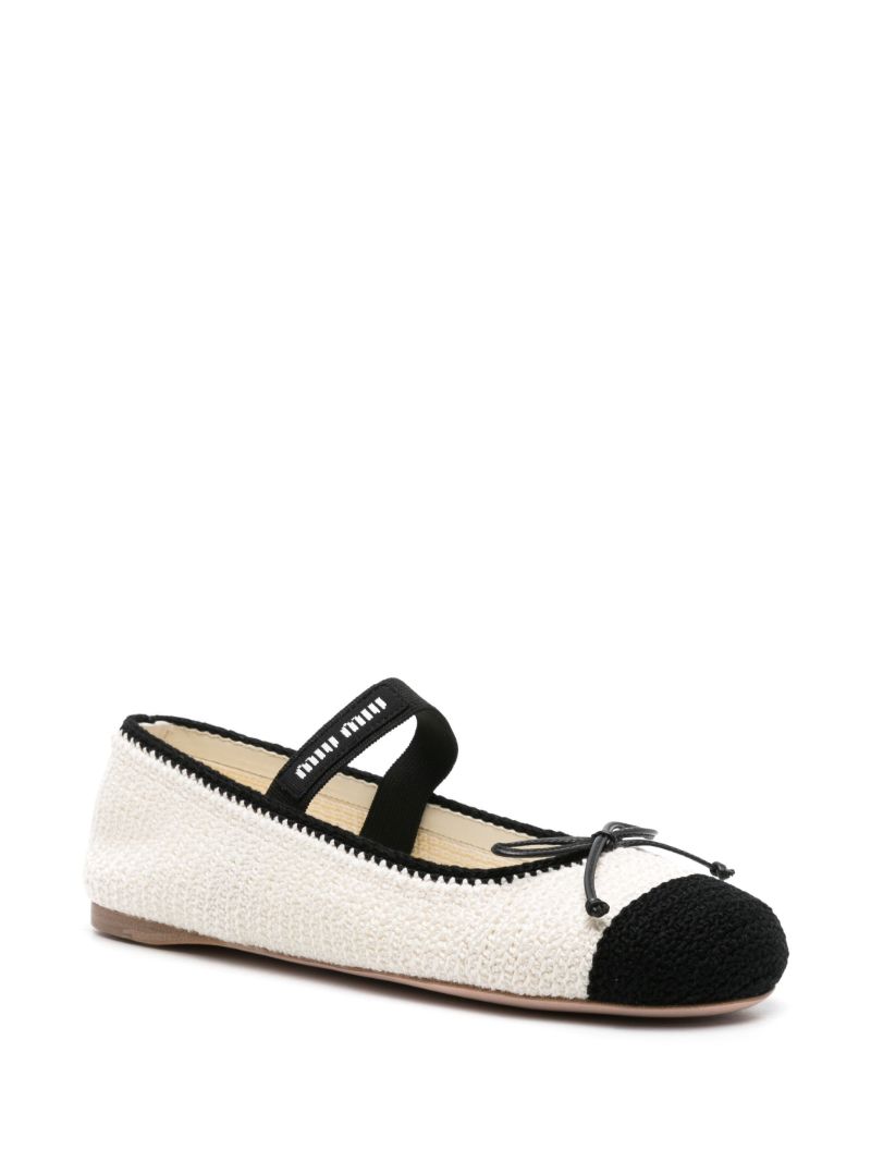 White Crochet-knit Ballerina Shoes