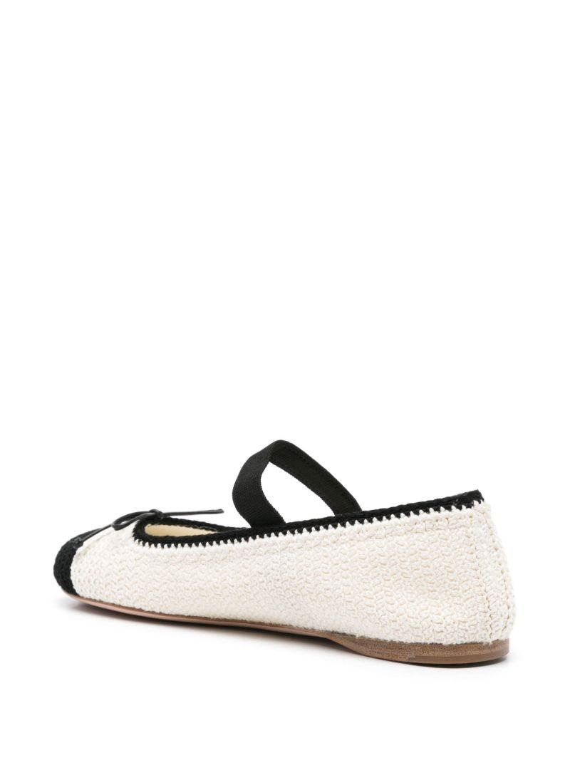White Crochet-knit Ballerina Shoes