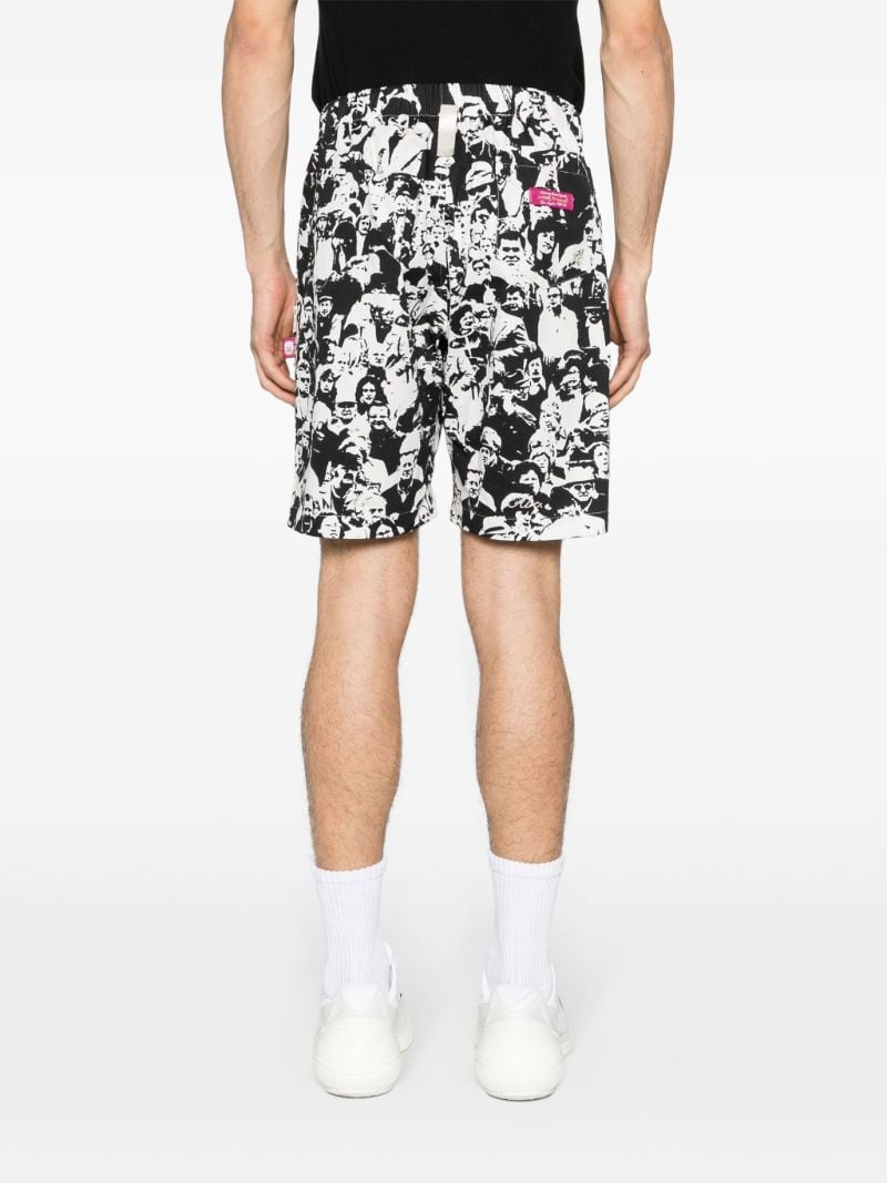 Black and White Faces Print Bermuda Shorts