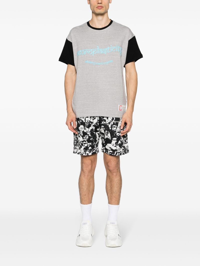 Black and White Faces Print Bermuda Shorts