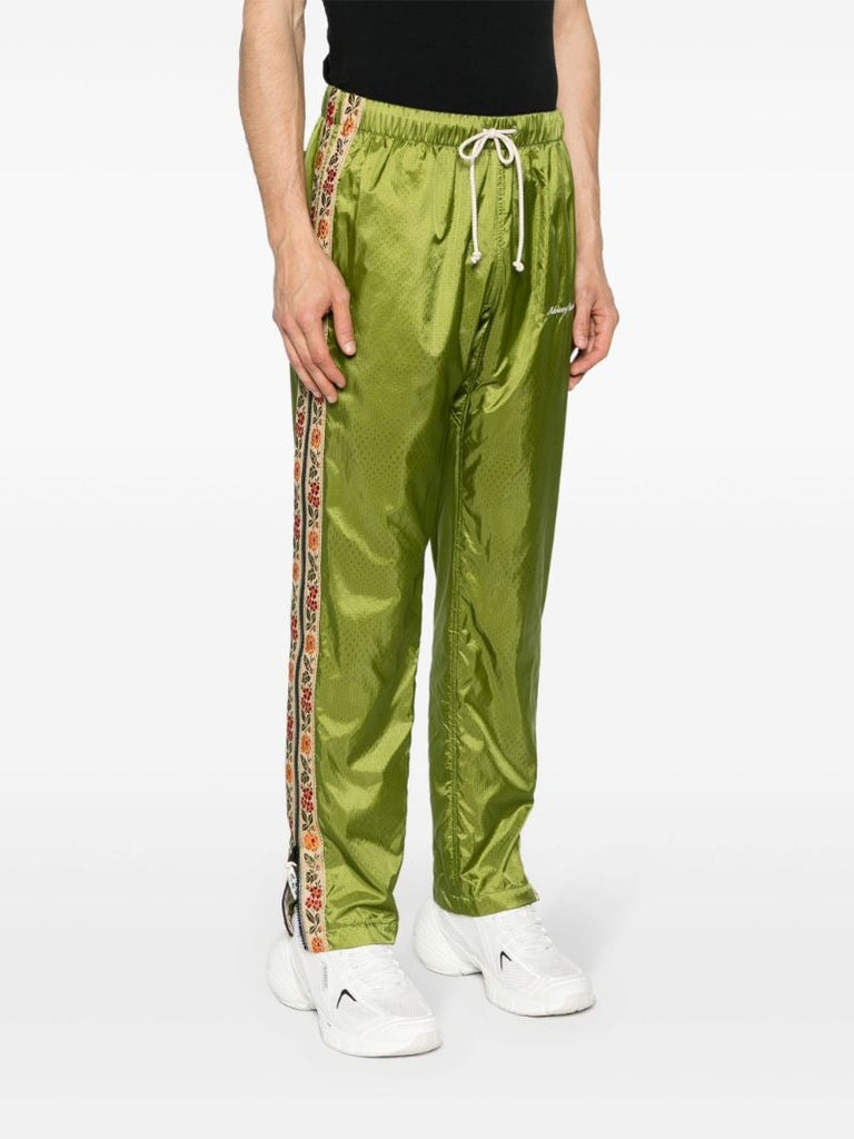 Green Side Stripe Detailing Chiffon Effect Track Pants