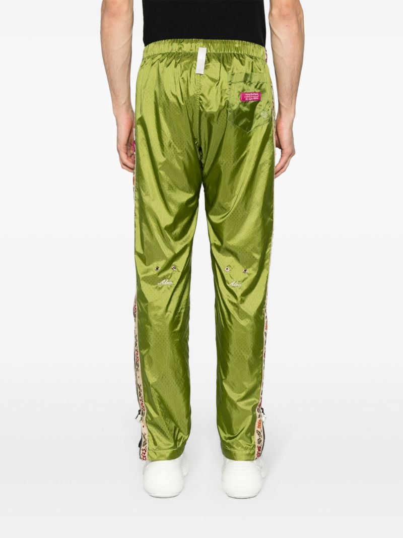 Green Side Stripe Detailing Chiffon Effect Track Pants