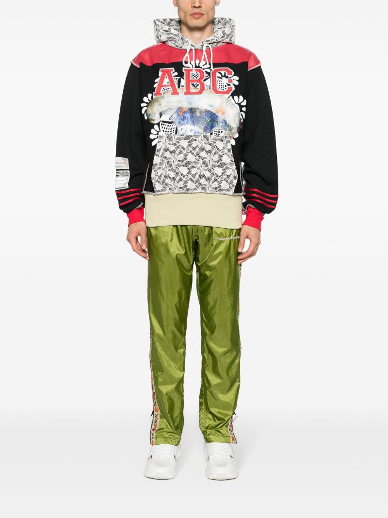 Green Side Stripe Detailing Chiffon Effect Track Pants
