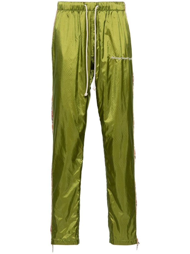 Green Side Stripe Detailing Chiffon Effect Track Pants