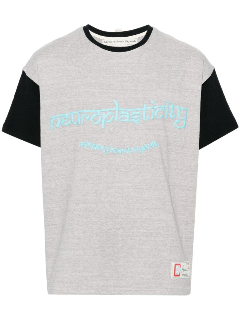 Grey Text Print Cotton T-shirt