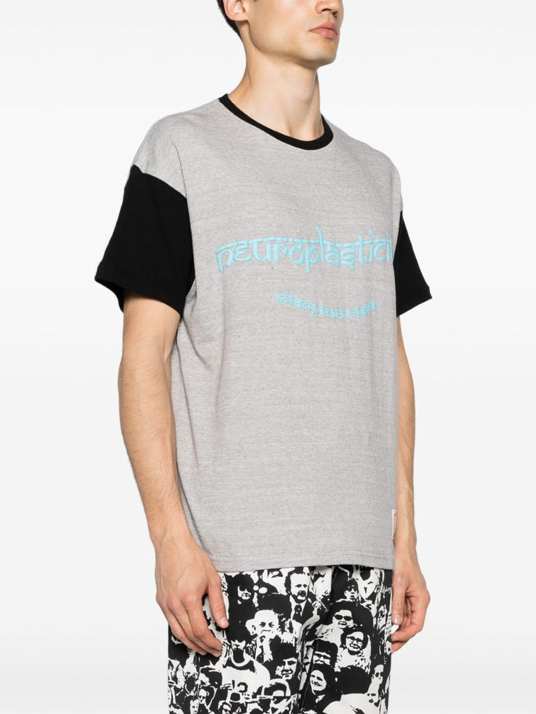 Grey Text Print Cotton T-shirt