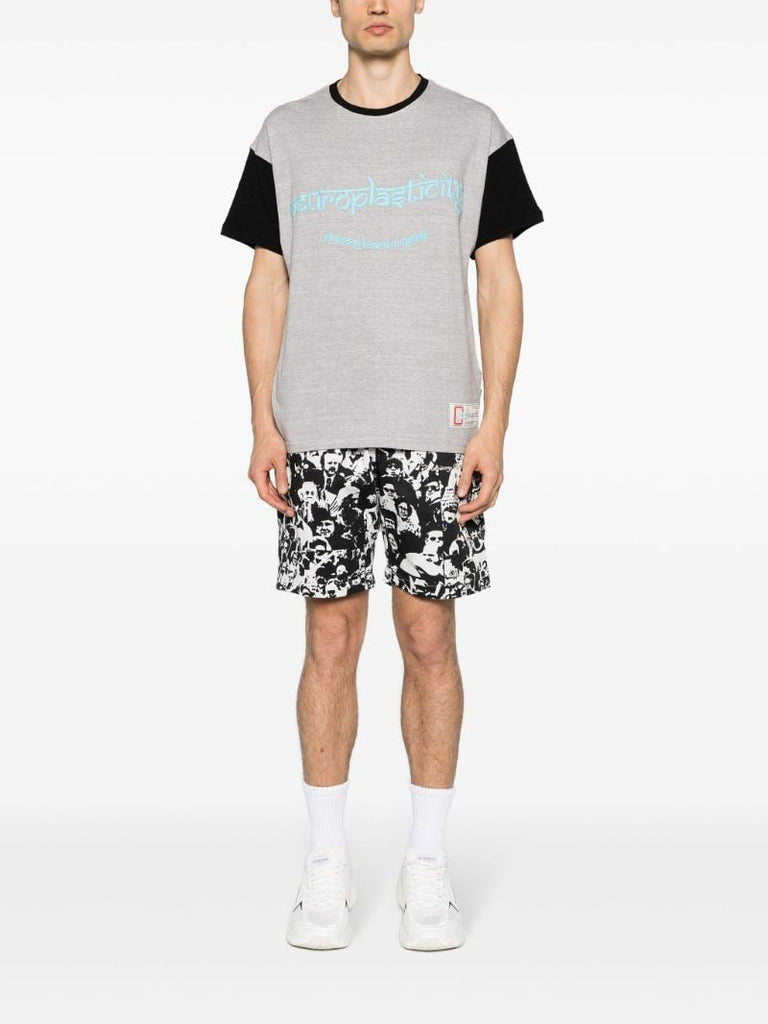 Grey Text Print Cotton T-shirt