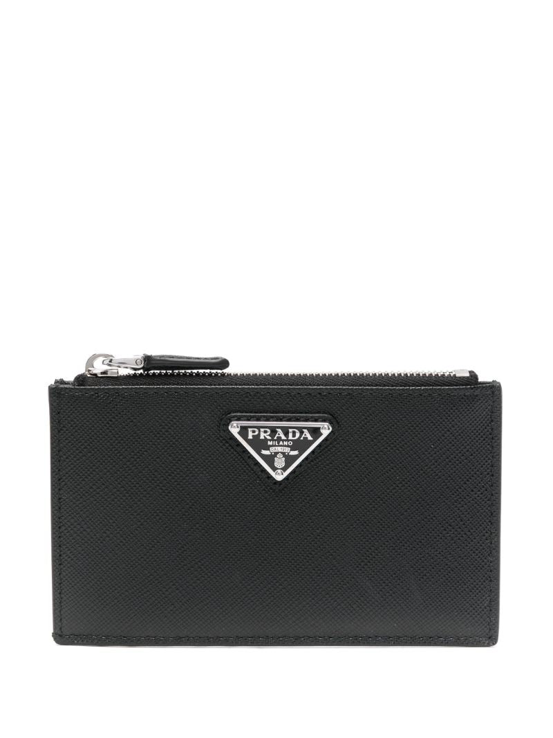 Black Logo-appliquÃ_x0083_Â© Leather Card Holder