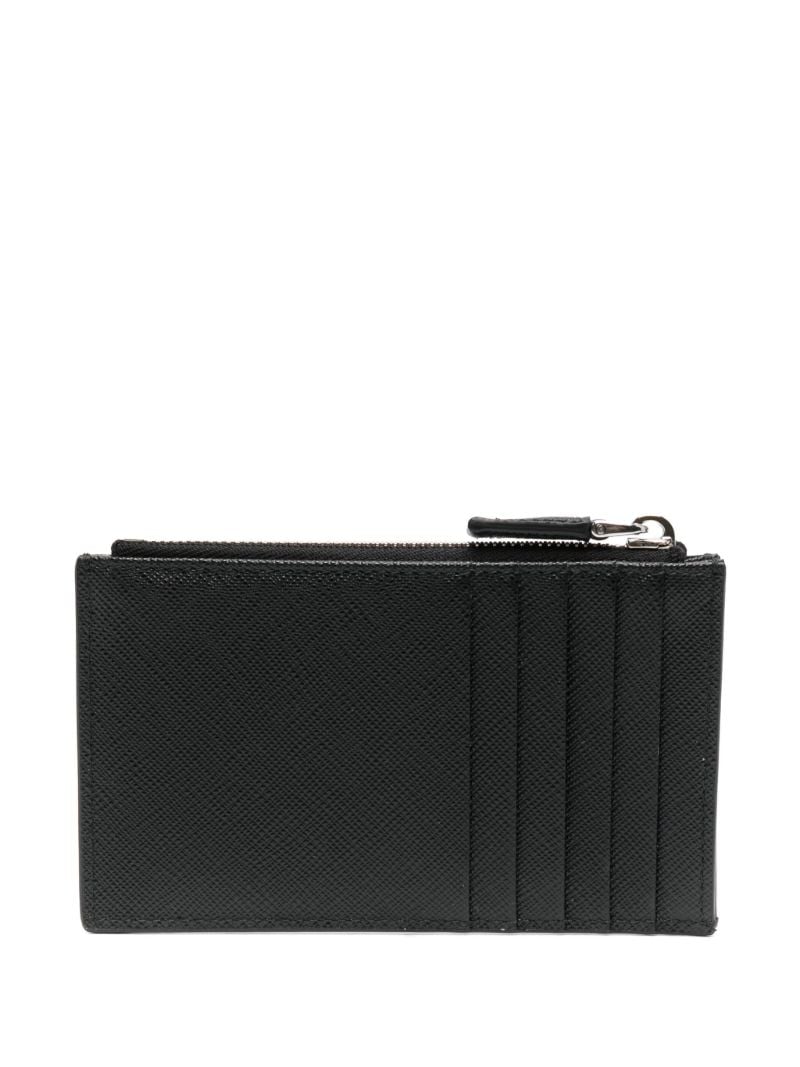 Black Logo-appliquÃ_x0083_Â© Leather Card Holder