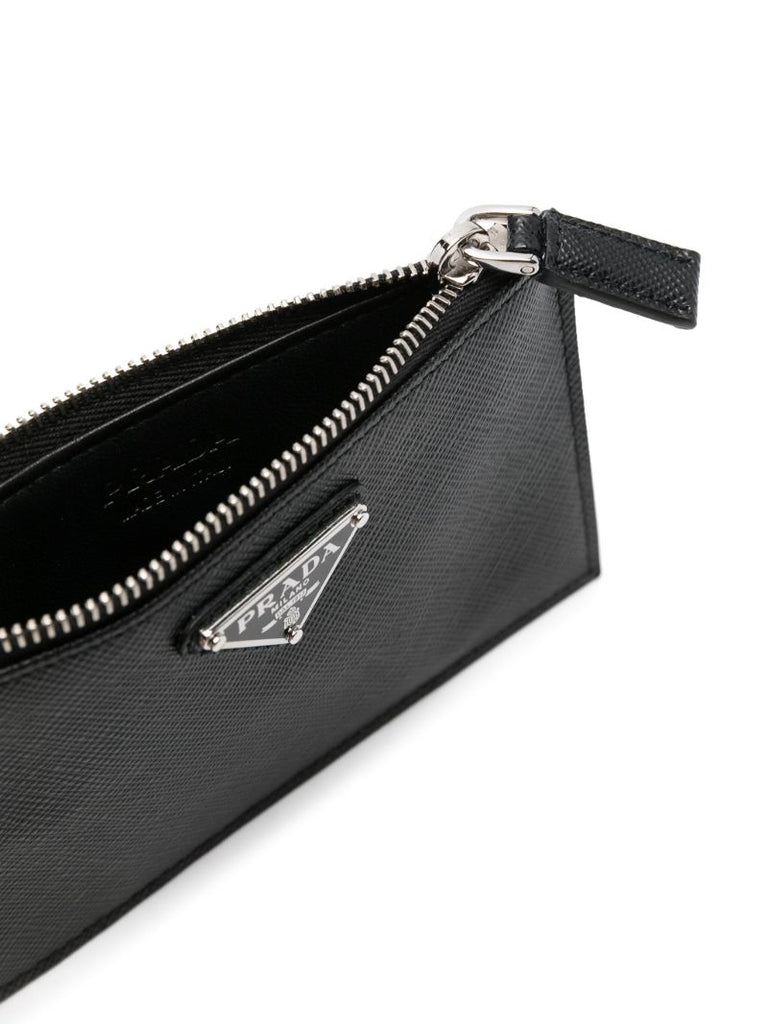 Black Logo-appliquÃ_x0083_Â© Leather Card Holder