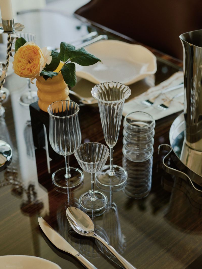 Ribbed Effect Set of Four Champagne Glass