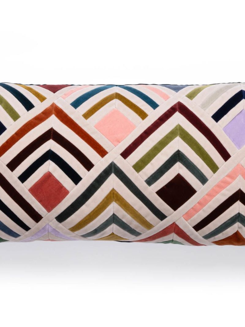 Multicolour Tallulah Geometric Print Velvet Cushion