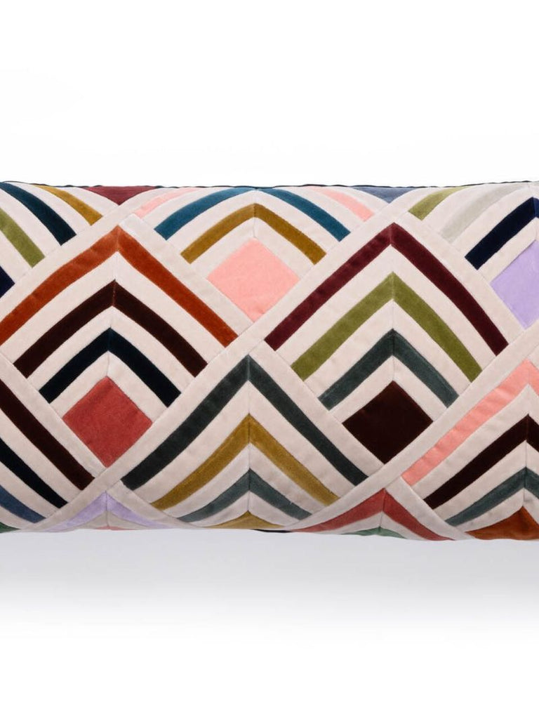 Multicolour Tallulah Geometric Print Velvet Cushion