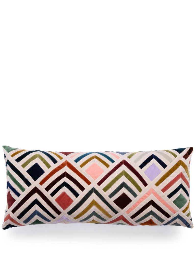 Multicolour Tallulah Geometric Print Velvet Cushion