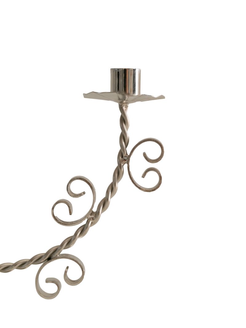 Silver-toned Twisted Two-candle Candle Holder