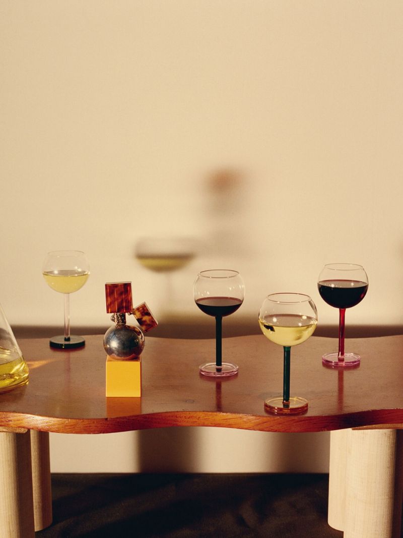 Green, Orange and Pink Two-piece Glass Set