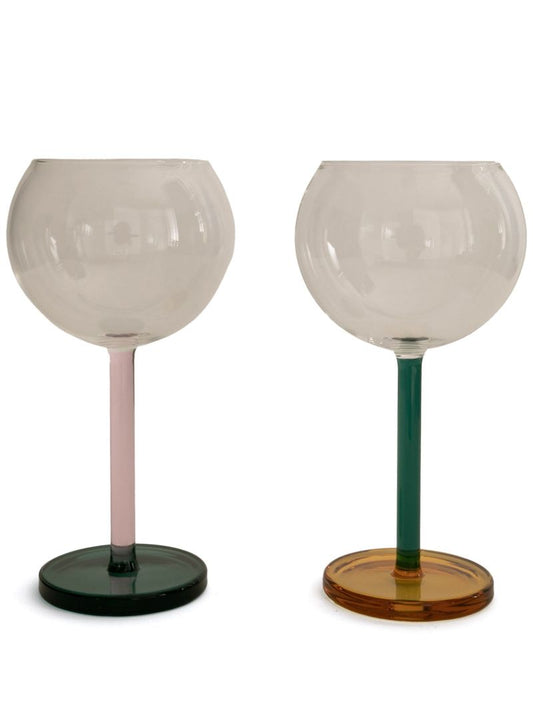 Green, Orange and Pink Two-piece Glass Set