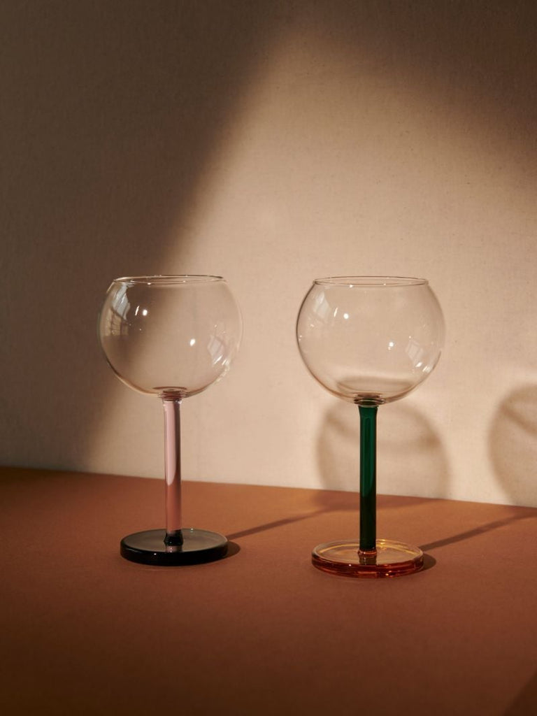 Green, Orange and Pink Two-piece Glass Set