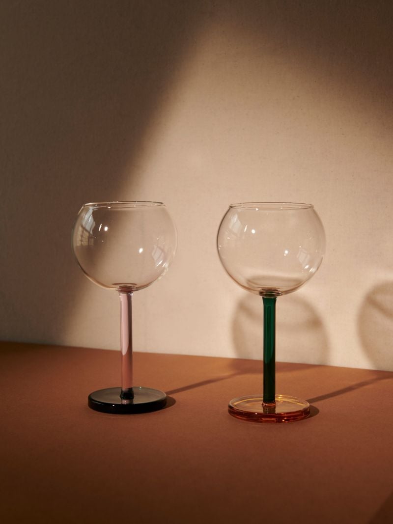 Green, Orange and Pink Two-piece Glass Set