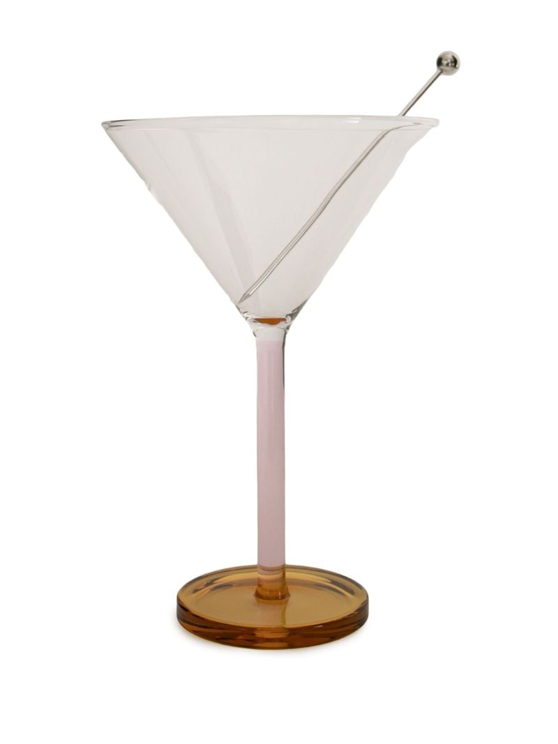 Multicolour Glass and Stainless Steel Two Martini Glasses