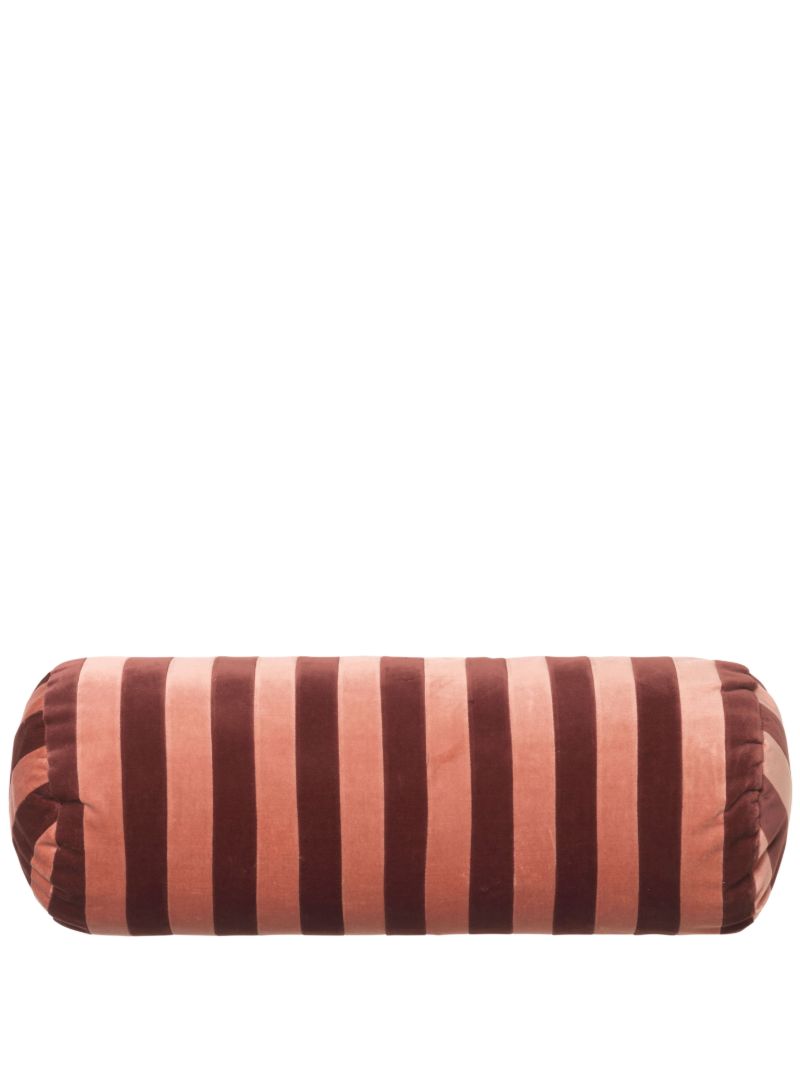 Red and Pink Striped Velvet Bolster Cushion