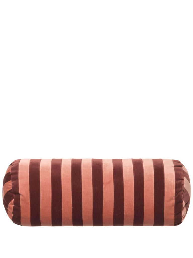 Red and Pink Striped Velvet Bolster Cushion