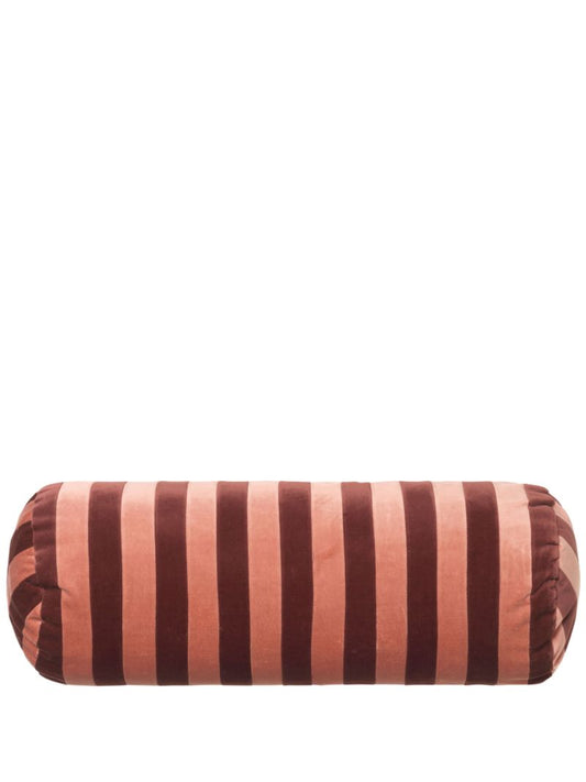 Red and Pink Striped Velvet Bolster Cushion