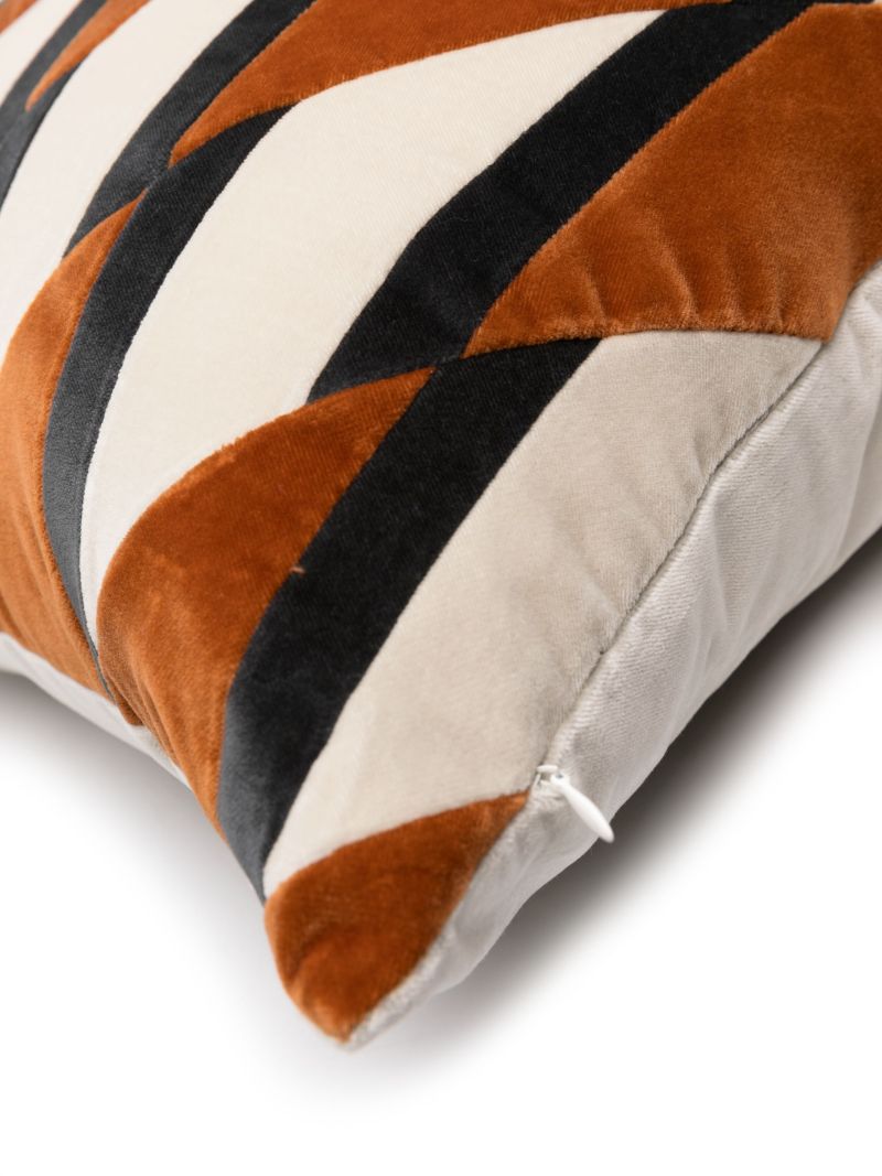 Orange Layla Geometric Print Velvet Cushion