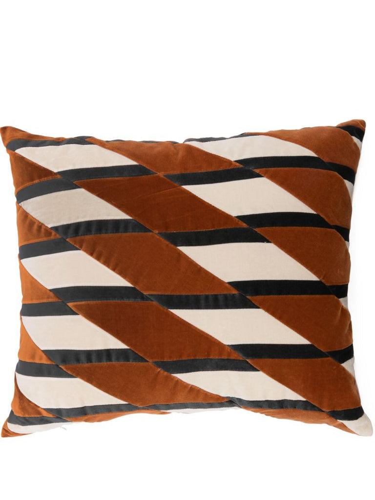Orange Layla Geometric Print Velvet Cushion