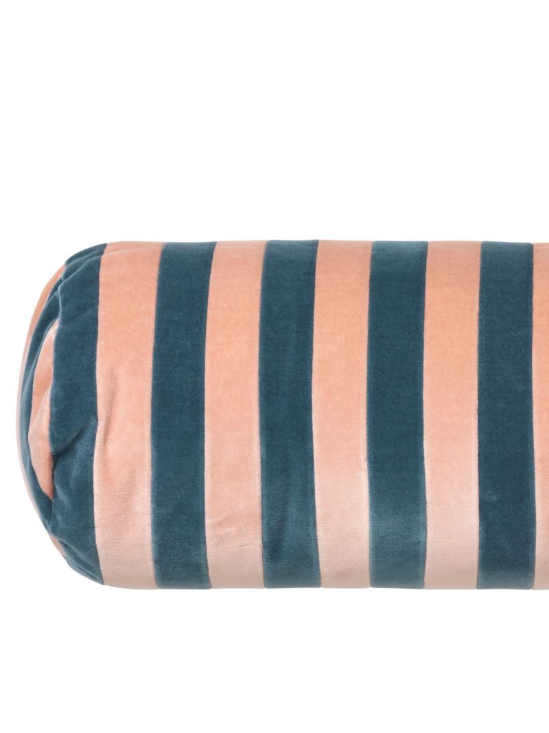 Pink and Blue Striped Bolster Cushion