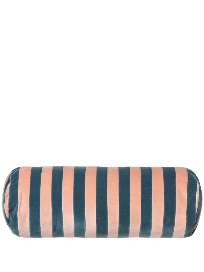 Pink and Blue Striped Bolster Cushion