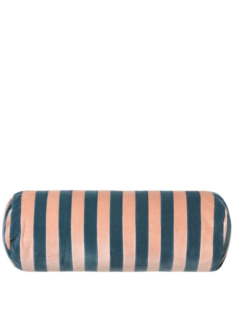 Pink and Blue Striped Bolster Cushion
