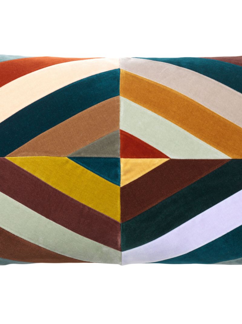 Multicolour Liv Patchwork Velvet Cushion