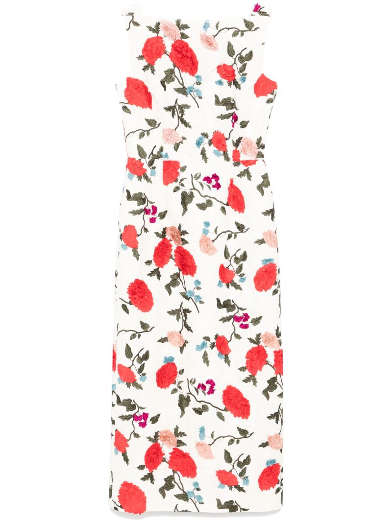 White Floral-embroidered Dress