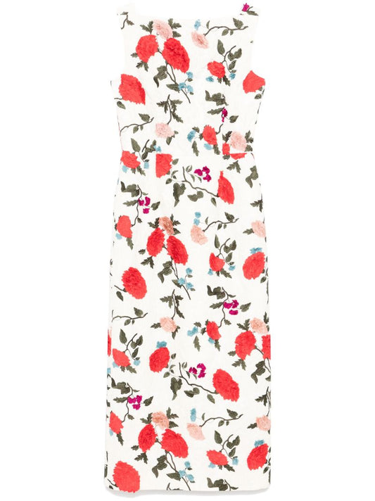 White Floral-embroidered Dress