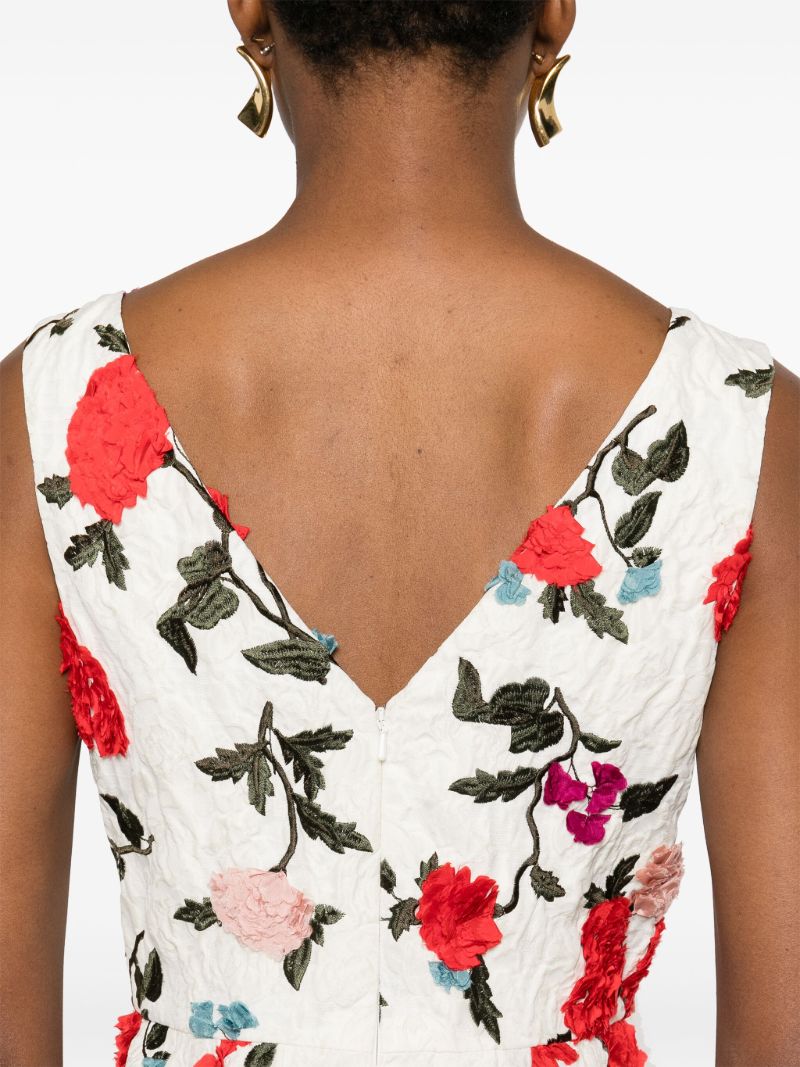 White Floral-embroidered Dress