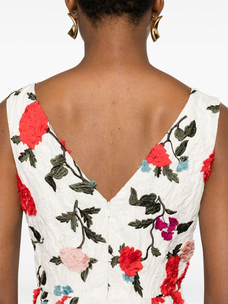 White Floral-embroidered Dress