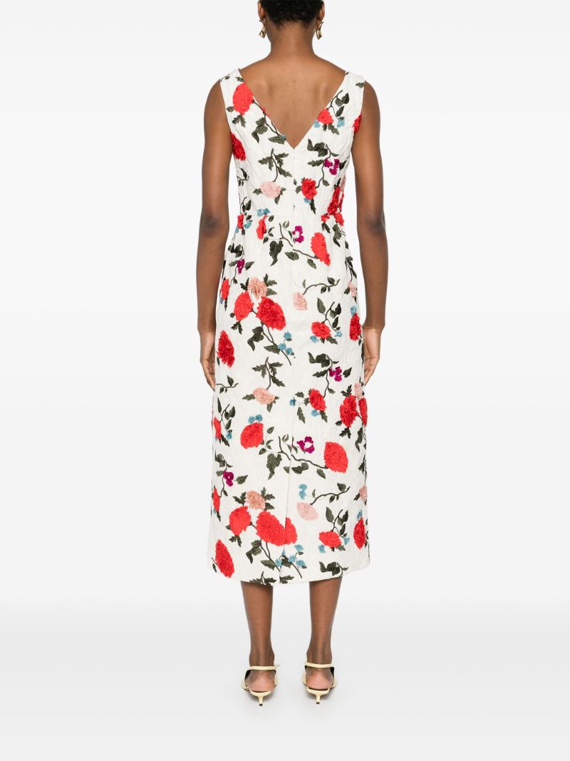 White Floral-embroidered Dress